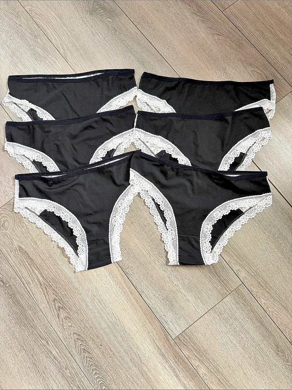 Black Lace Trim Panties 6 pack